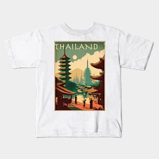 Thailand Pagoda Vintage Travel Art Poster Kids T-Shirt